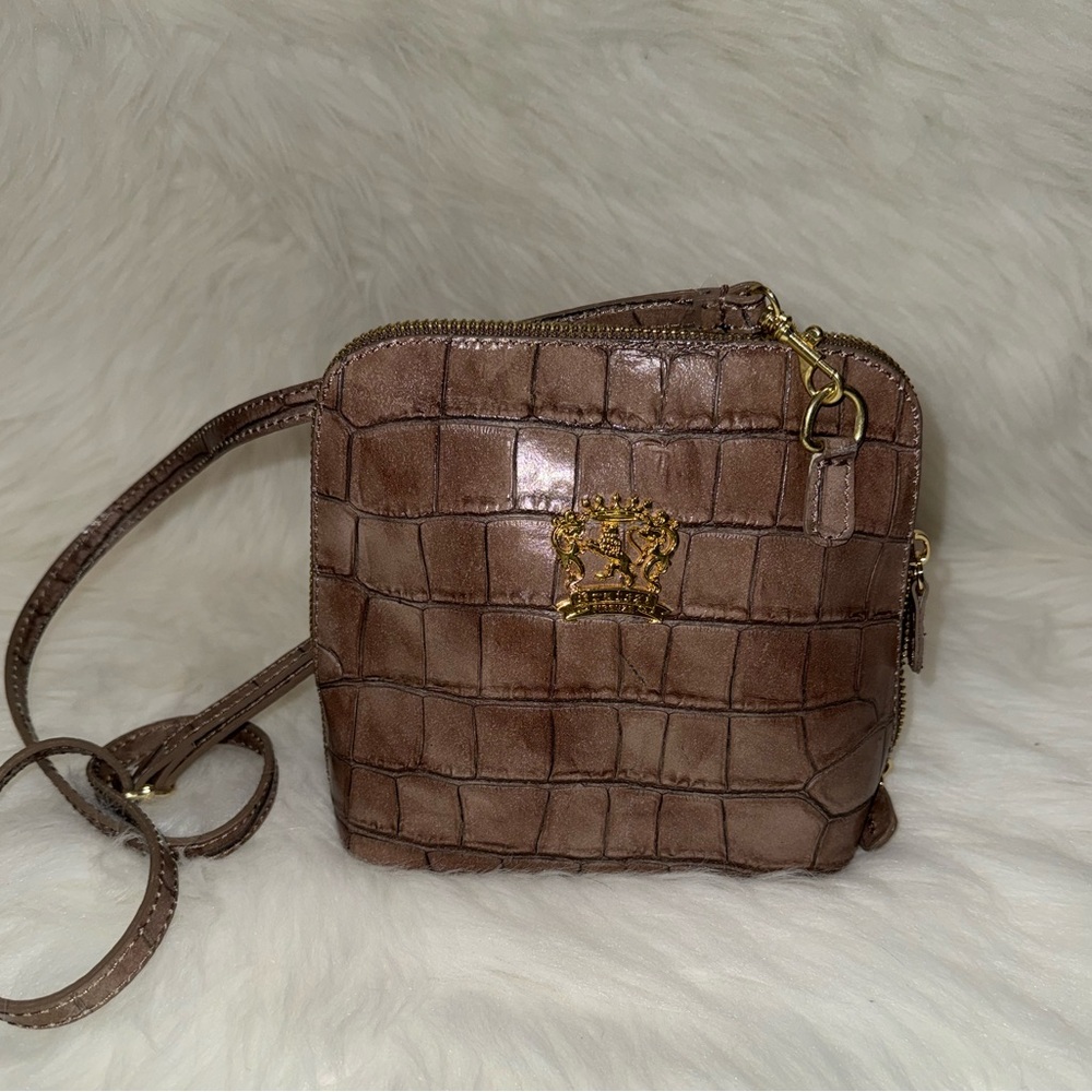 Pratesi Firenze Crocodile-Embossed Mini Crossbody
